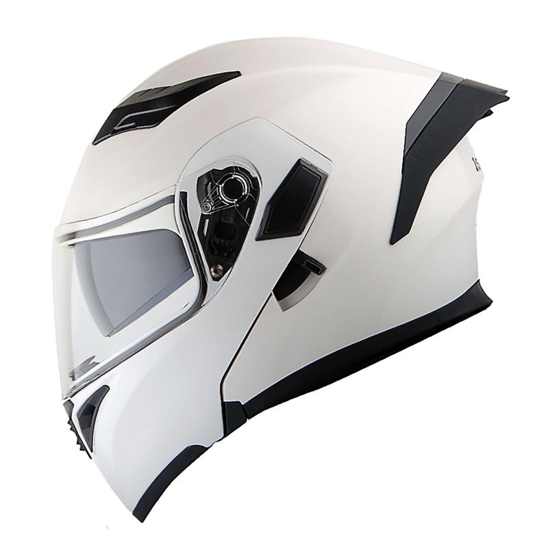 1Storm Motorcycle Modular Full Face Helmet Flip up Dual Visor Sun Shield: HB89 Glossy White - Image 5